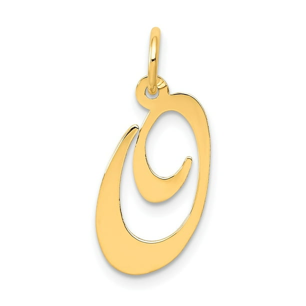 Solid 14k White Gold Medium Unique Script Initial Letter T Alphabet Charm 20mm Solid 14k White Gold Medium Unique Script Initial Letter T Alphabet Charm 20mm